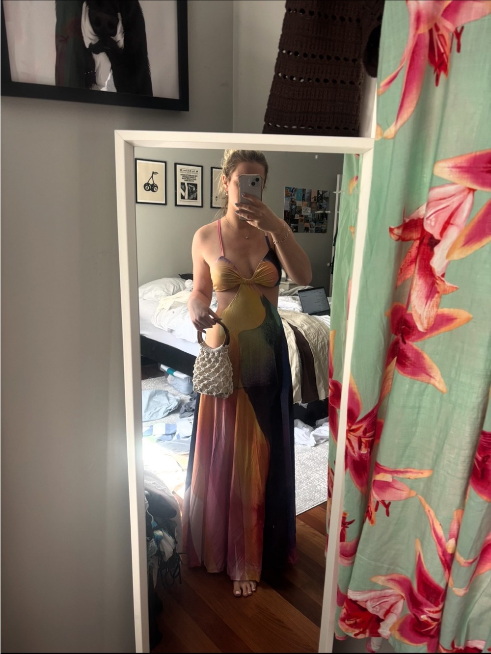 SHEIN Multi-Color Maxi Dress with Adjustable Straps